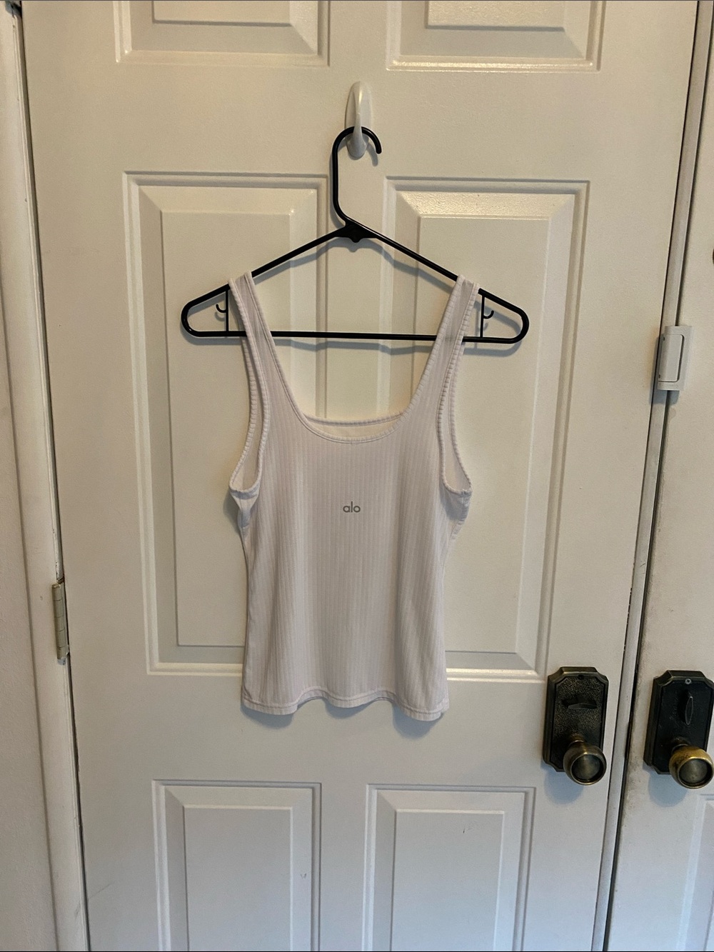Alo, White Ribbed Tank Top - Picture 3 of 6